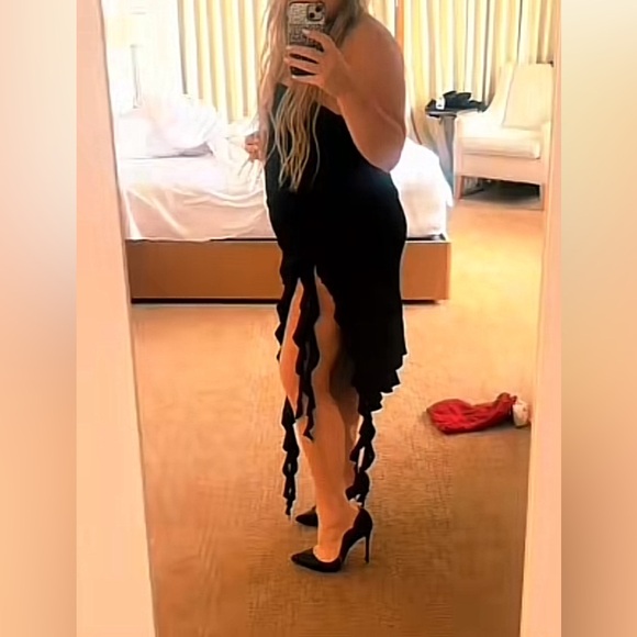 NWT ⚜️🖤⚜️ Thirty Thirty LA Sexy Ruffle Side Tube Dress BLACK - Picture 3 of 13
